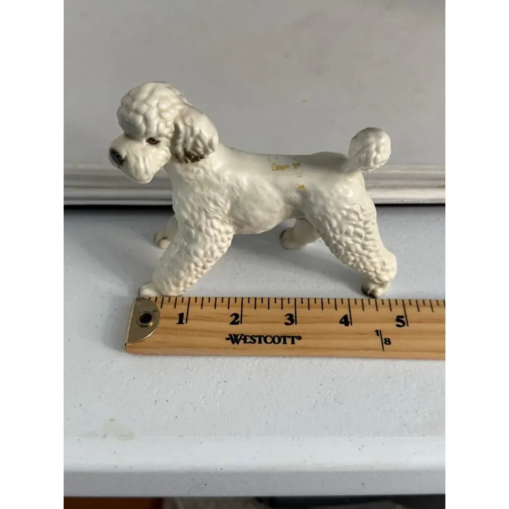 Vintage mid century modern ceramic white poodle figurine made in Japan